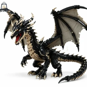 Black and tan dragon brick building set model