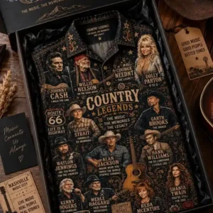 Country music legends commemorative button-down shirt in a branded gift box