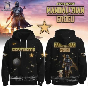 Black Dallas Cowboys Star Wars The Mandalorian and Grogu hoodie