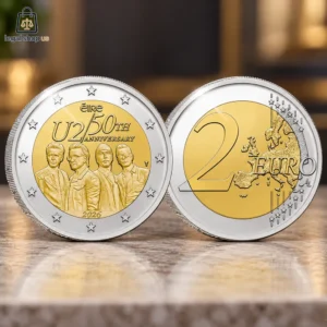 Commemorative 2 Euro coin featuring Irish rock band U2