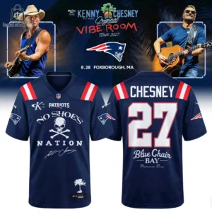 Custom New England Patriots No Shoes Nation football jersey with Kenny Chesney branding