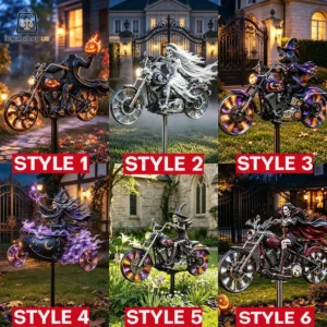 Skeleton Motorcycle Halloween Wind Spinner For The Garden