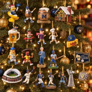 Collection of Milwaukee Brewers Christmas tree ornaments