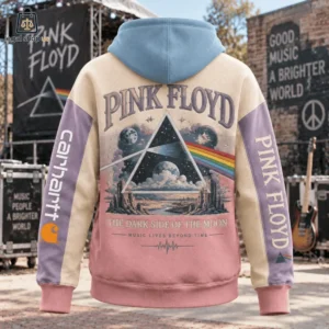 Pink Floyd Dark Side of the Moon graphic hoodie with color block design